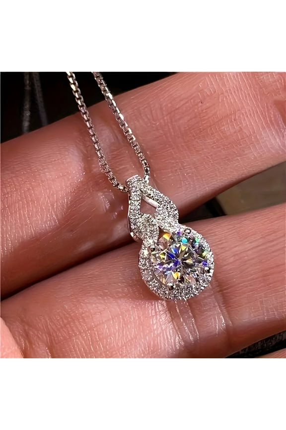 S925 Pure Silver 3-carat Moissanite Droplet Shaped Pendant Necklace, Elegant And Lovely Wedding Jewelry, Women's Birthday And Mother's Day Gifts