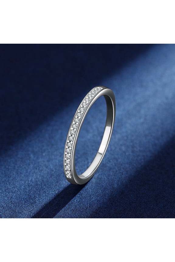 S925 Pure Silver High Carbon Stone Mullite Wedding Rings, Open and Closed Design, Five-Layer Electroplating, Finely Ground and Polished