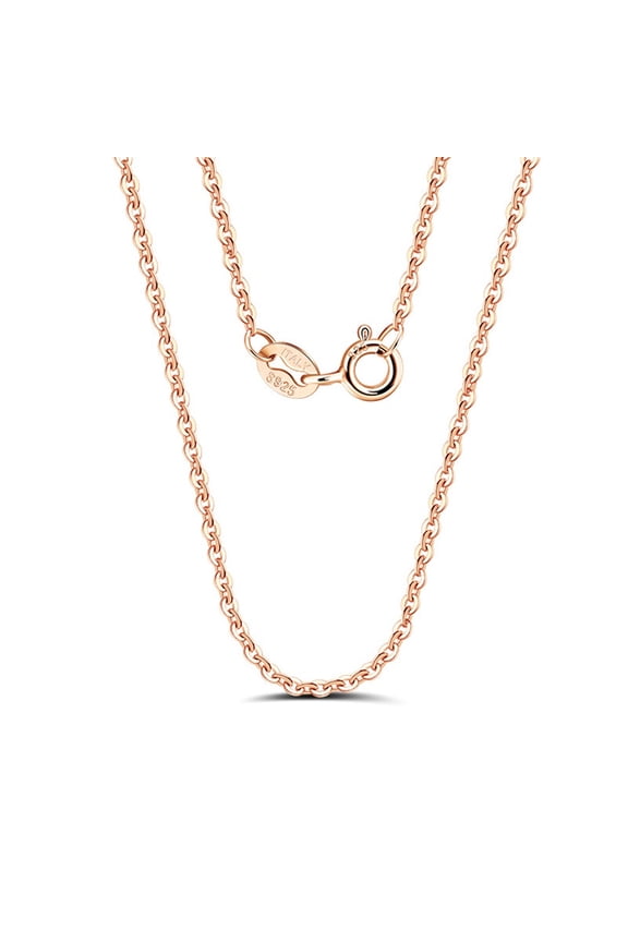 S925 Rose Gold 1.0mm Shiny Diamond-Cut Classic Singapore Chain Necklace for Pendants and Charms with Spring-Ring Clasp Womens Jewelry, 24 inch