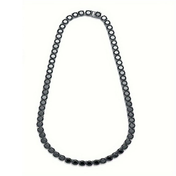 S925 Silver with 0.3CT-1CT Black Moissanite Tennis Ball Necklace, Dark Hip Hop Style Tennis Ball Necklace, Gift for Mom | Gift for Her | Birthday | Wedding | Anniversary | Engagement | Graduation Gift
