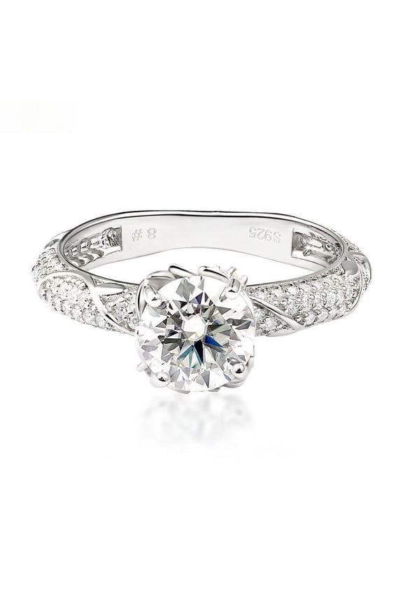 S925 Silver 2ct Sparkling Four Prong Ring Band D Color VVS Synthetic Moissanite Unisex Ring Anniversary Engagement Wedding Gifts for Men Women