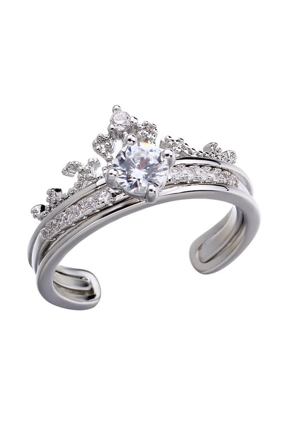 S925 Silver Celebrity Inspired Crown Opening Adjustable Ring