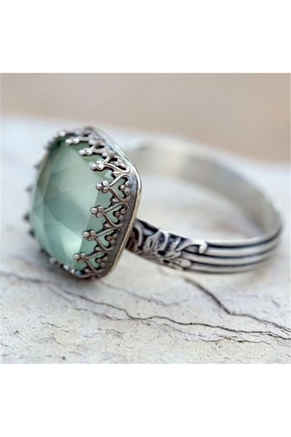 S925 Silver Color Natural Moonstone Ring for Women Gemstone Silver Color 925 Jewelry Rings