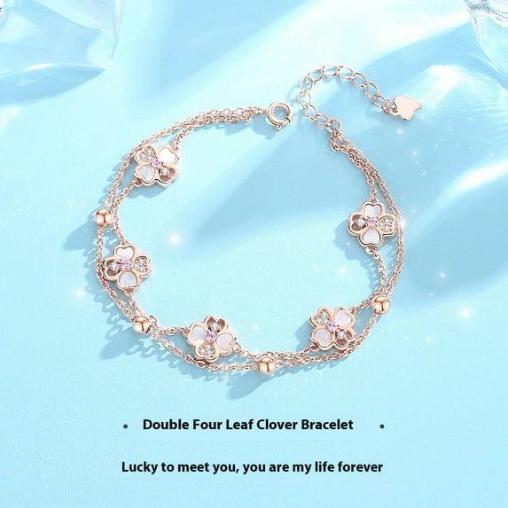 S925 Silver Double-layer Clover Bracelet