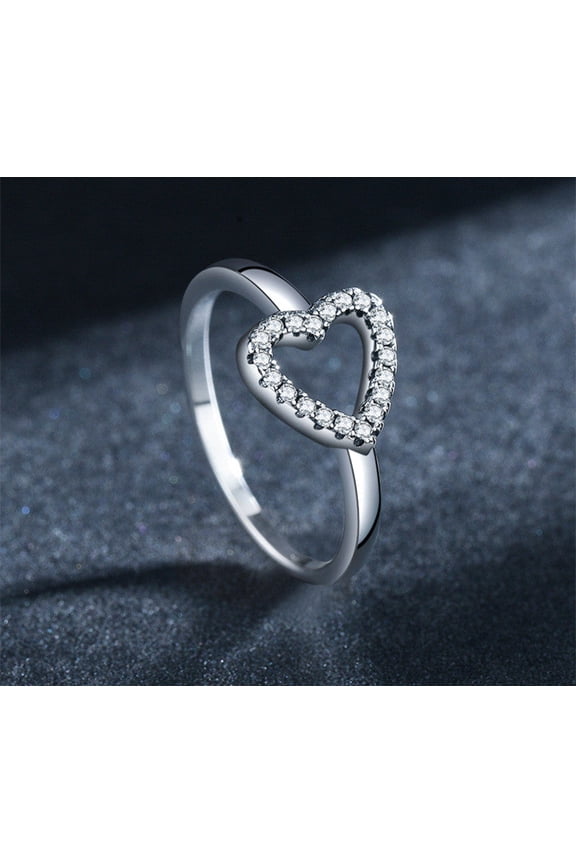 S925 Silver Heart-Shaped Love Thai Silver Retro Jewelry Temperament Ins Tide Net Celebrity Ring Female Cold Wind Foreign Trade Jewelry