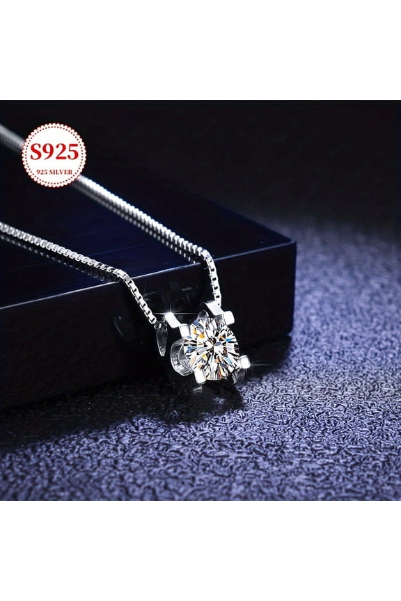 S925 Silver Mosan Stone Silver Necklace, Bull Headchain, Ladies Necklace, Classic Pendant, Fashion Trend Jewelry, Cervical Bone Chain, Box Chain, engagement necklace, Ladies Gift, Valentine's Day