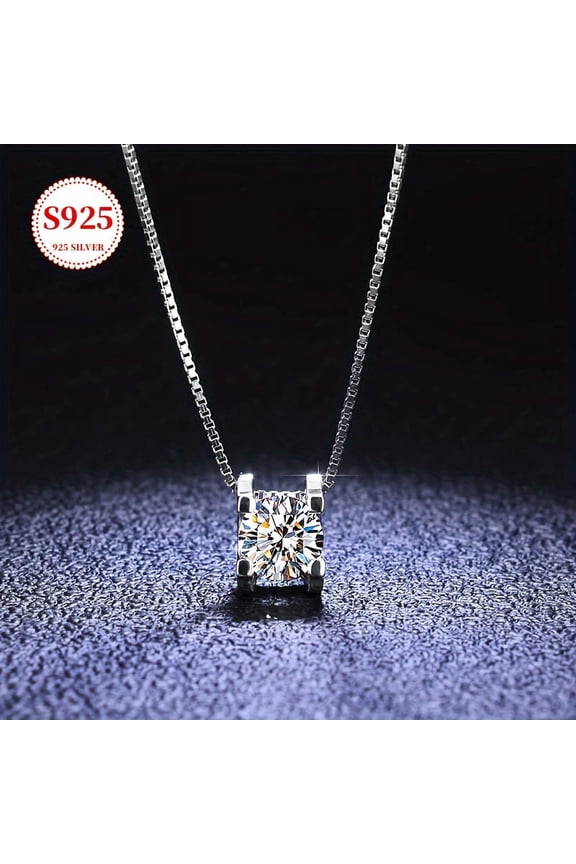 S925 Silver Mosan Stone Silver Necklace, Bull Headchain, Ladies Necklace, Classic Pendant, Fashion Trend Jewelry, Cervical Bone Chain, Box Chain, engagement necklace, Ladies Gift, Valentine's Day