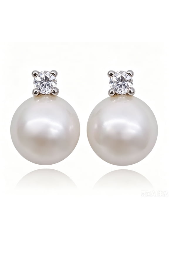 S925 Silver Plated Freshwater Cultured Round Pearl Drop Dangle Earrings for Women, Dainty Nickel Lead Free Wedding Jewelry, Mother’s Day Birthday Gifts for Mom