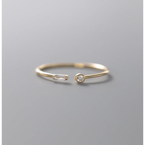 S925 Silver Small Lady Square Diamond Ring for Women Elegant Fine Circle Ring Adjustable for Everyday Wear Now