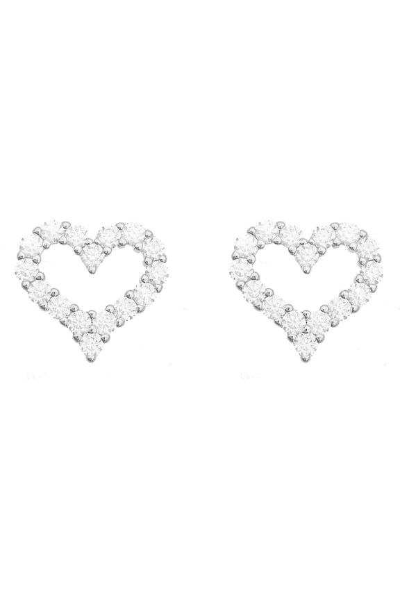 S925 Silver VVS Moissanite Heart-Shaped Micro-Pavé Earrings with Diamond Pencil