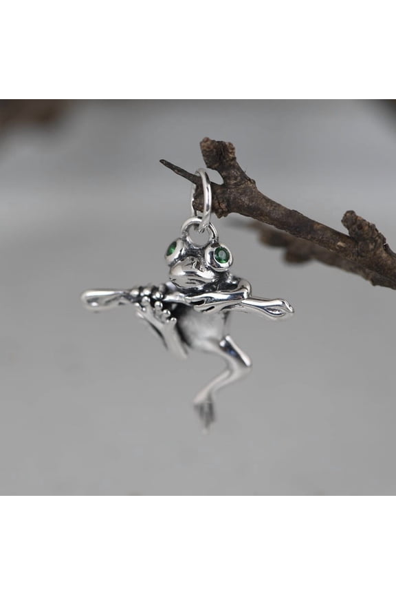 S925 Silver Vintage Art Fashion Frog Handmade Pendant