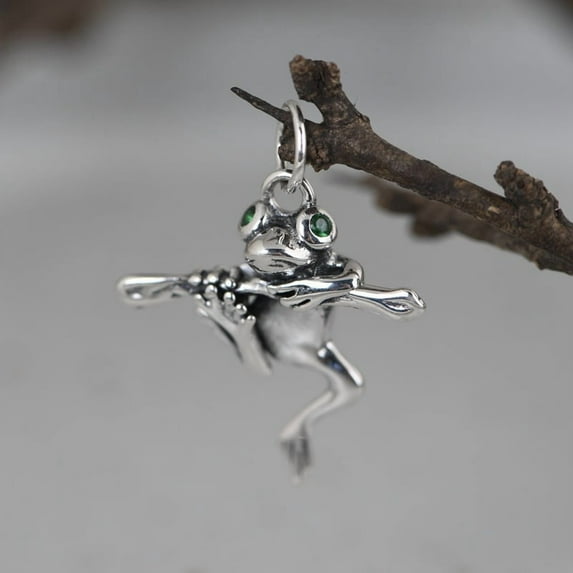 S925 Silver Vintage Art Fashion Frog Handmade Pendant