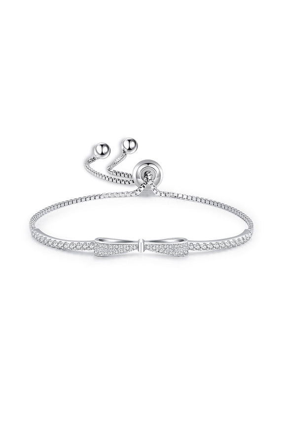 S925 Silver Women's Bow Bracelet - Fashionable & Minimalist - Adjustable Design - Hypoallergenic - Suitable for Women, Wives & Mothers - Ideal for Daily Wear, Vacations, Parties & Holiday Gifts