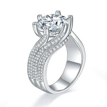 S925 Sterling Silve 5 Carat Diamond Engagement Ring for Women | Excellent Cut | D-color,VVS1 Clarity | Engagement or Proposal Jewelry