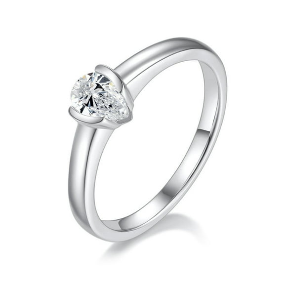 S925 Sterling Silver 0.5 Carat Water Drop Shape Moissanite Ring, Birthday Gift, Vacations, Anniversaries, Halloween, and Christmas Gifts, For Her And Family, Thanksgiving Day, 520 Valentine's Day