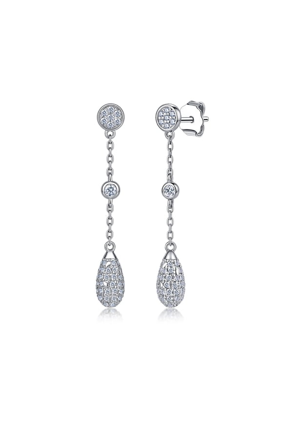 S925 Sterling Silver 14K Gold Plated Moissanite Drop Earrings Elegant Teardrop Moissanite Dangle with Chain Link Perfect for Daily Wear Special Occasions