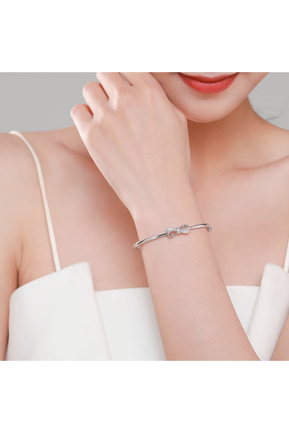 S925 Sterling Silver Bow Bracelet Female All-match Jewelry