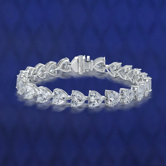 S925 Sterling Silver Bracelet Full Diamond Heart-shaped Bracelet Fashion