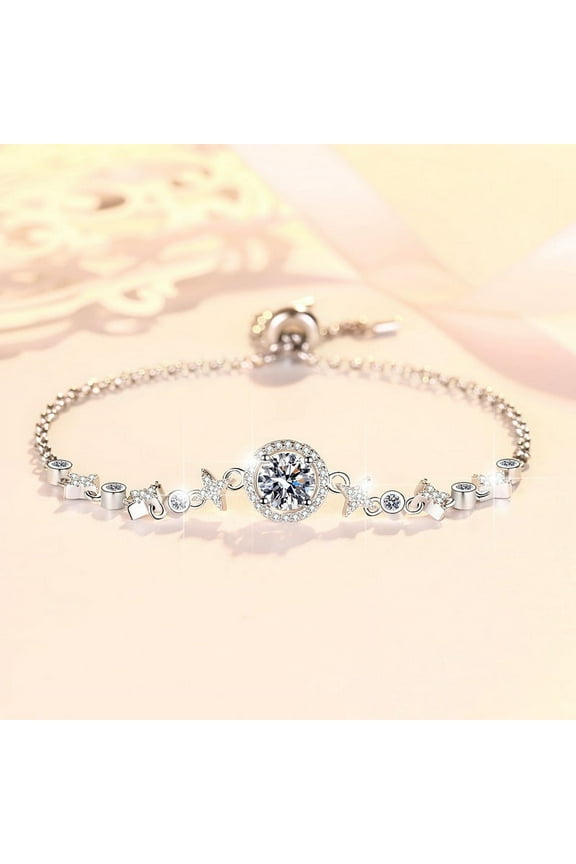 S925 Sterling Silver Bracelet Starry Push-pull Beads Adjust Temperament