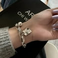 thumbnail image 1 of S925 Sterling Silver Bracelet Women's Simple Letter Square Plate, 1 of 2