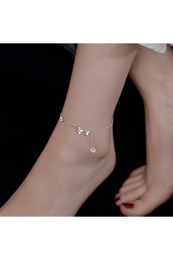 S925 Sterling Silver Butterfly Anklet For Women Special-interest Design