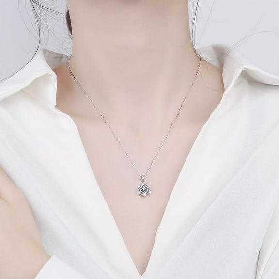 S925 Sterling Silver Christmas Ornament Hollow Snowflake Pendant Necklace