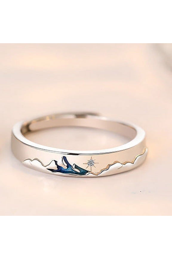 S925 Sterling Silver Couple Rings, Adjustable Korean Style Unisex Rings, His and Hers Matching Promise Rings for Couples (2 Rings)