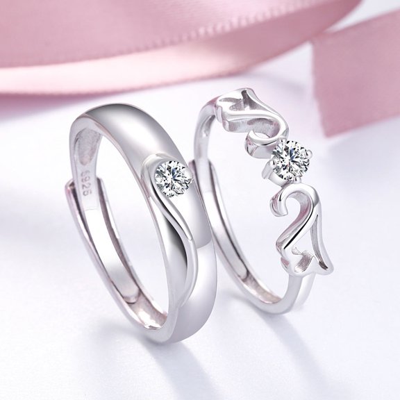 S925 Sterling Silver Couple Rings: Simple, Elegant Design for Fashionable Women