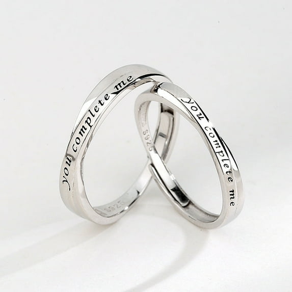 Sterling Silver Couple Rings Korean Letters Numbers Text Design Electroplating Promise Rings Anniversary Online