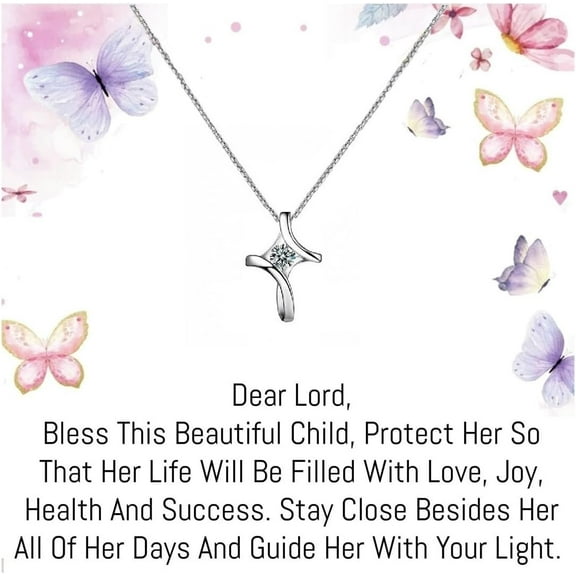 S925 Sterling Silver Cross Necklace for Women, First Communion Gifts, Holy communion, Baptism, Confirmation Gifts