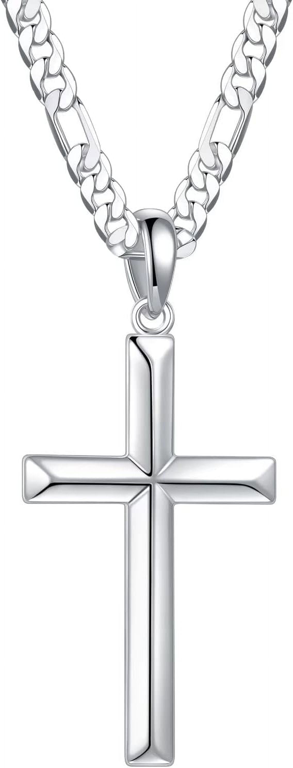 S925 Sterling Silver Cross Pendant Cross Necklace for Men, Mens Cross