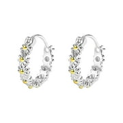 CAMERIARIO S925 Sterling Silver Daisy Earrings Earrings Small Fresh Temperament And Exquisite Design Are Suitable For All Occasions 2024 on Sale Clearance
