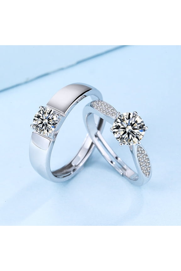 S925 Sterling Silver Diamond Couple Ring Korean Fashion
