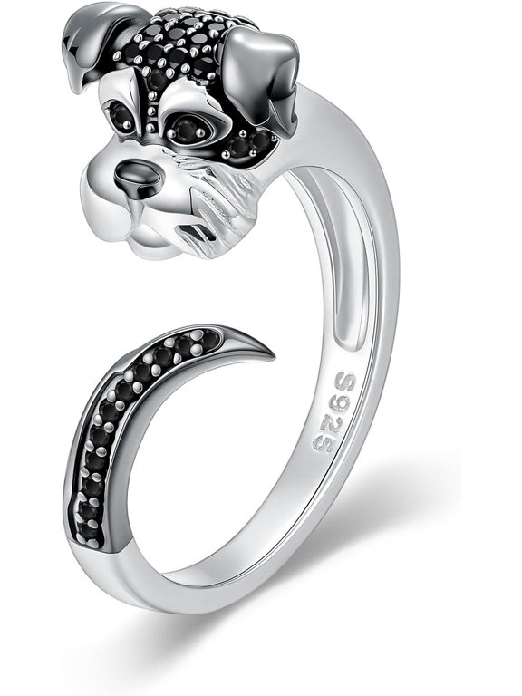 S925 Sterling Silver Dog Ring for Women - Multiple Canine Designs Including Golden Retriever German Shepherd & Poodle -Hypoallergenic Adjustable Ring Jewelry