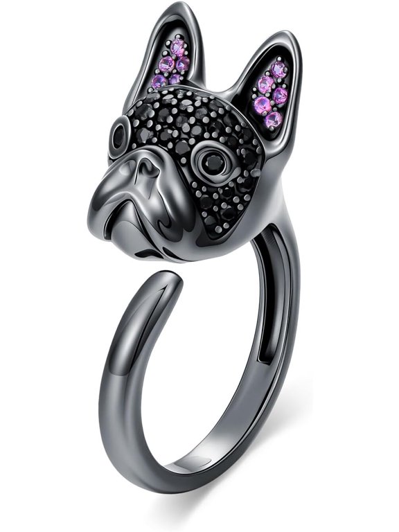 S925 Sterling Silver Dog Ring for Women - Multiple Canine Designs Including Golden Retriever German Shepherd & Poodle -Hypoallergenic Adjustable Ring Jewelry