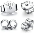 thumbnail image 1 of S925 Sterling Silver Earring Backs Replacements for Studs, 12Pcs/6Pairs Pierced Backings Secure Posts, Hypoallergenic Safety Locking Butterfly Ear Ring Stoppers 5.9x5.4x3.3mm, 1 of 8