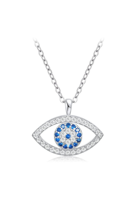 S925 Sterling Silver Evil Eye Necklace Dainty CZ Cubic Zirconia Evil Eye Pendant Necklaces for Women