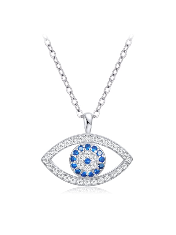 S925 Sterling Silver Evil Eye Necklace Dainty CZ Cubic Zirconia Evil Eye Pendant Necklaces for Women