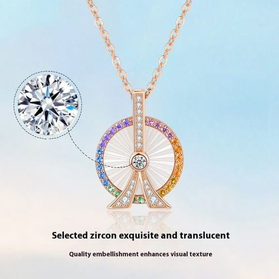 S925 Sterling Silver Ferris Wheel Pendant Design Necklace