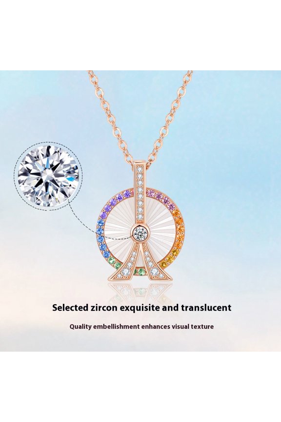 S925 Sterling Silver Ferris Wheel Pendant Design Necklace