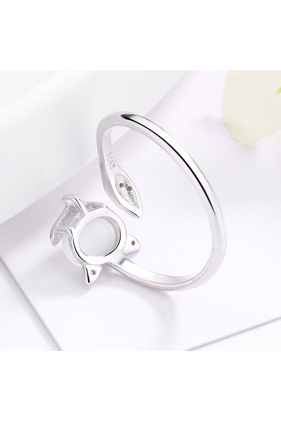 S925 Sterling Silver Fox Diamond Ring