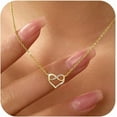 thumbnail image 1 of S925 Sterling Silver Heart Necklace for Women Dainty 14k Gold Plated CZ Infinity Love Heart Opal North Star Pendant Choker Necklaces Trendy Chain Jewelry Birthday Gifts for Mom to Daughter, 1 of 12