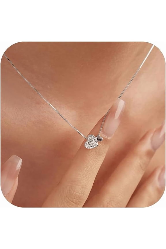 S925 Sterling Silver Heart Necklace for Women Dainty 14k Gold Plated CZ Love Heart Pendant Choker Necklaces Trendy Heart Chain Jewelry Birthday Teacher 2024 Graduation Gifts for Her Daughter