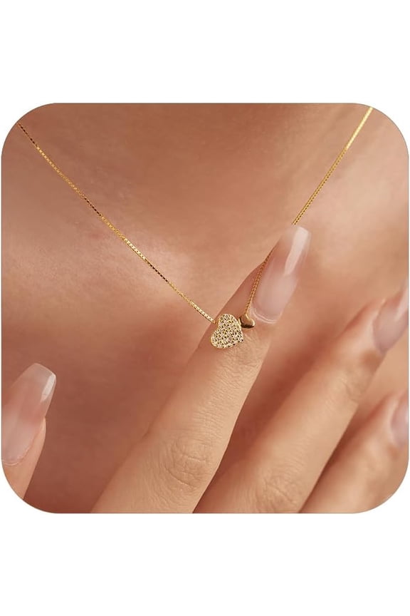 S925 Sterling Silver Heart Necklace for Women Dainty 14k Gold Plated CZ Love Heart Pendant Choker Necklaces Trendy Heart Chain Jewelry Birthday Teacher 2024 Graduation Gifts for Her Daughter