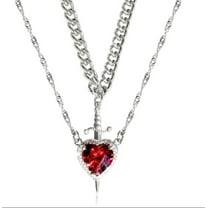S925 Sterling Silver Heart-piercing Couple Pendant Set