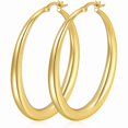 thumbnail image 1 of YOUNGYUE 14K Gold Plated Hoop Earrings for Women, Hypoallergenic Lightweight Big Thick Hoop Earrings, 35/40/50/60/70mm, 1 of 5