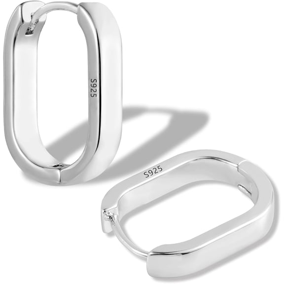 S925 Sterling Silver Hoop Earrings Small Oval Hoop Earrings For Women Trendy Square Hoops Minimalist U-Shaped Earrings[Z3573]