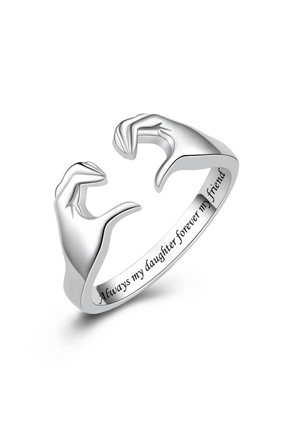 S925 Sterling Silver Hug Rings for Women Adjustable Love Ring Always with You Jewelry Rings