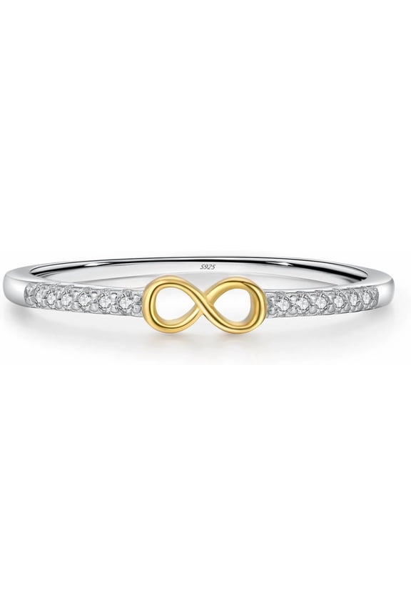 S925 Sterling Silver Infinity & Heart Pavé Ring for Women – Minimalist Twist Design, Everyday Stackable CZ Band, Casual Chic Jewelry