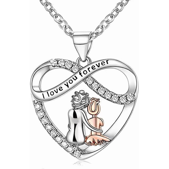 S925 Sterling Silver Infinity Love Heart Necklaces for Women Grandma Granddaughter Cute I Love You Forever CZ Chain Pendant Necklace Christmas Birthday Jewelry Gifts for Mom Dad Daughter